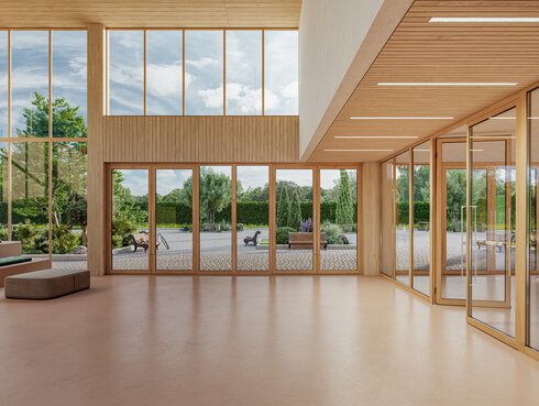 Naturalistic elements school foyer