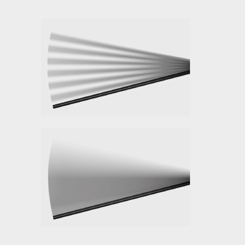 La modulazione della luce si può rendere visibile muovendo rapidamente un’asta. Sopra la luce modulata, sotto la luce continua.