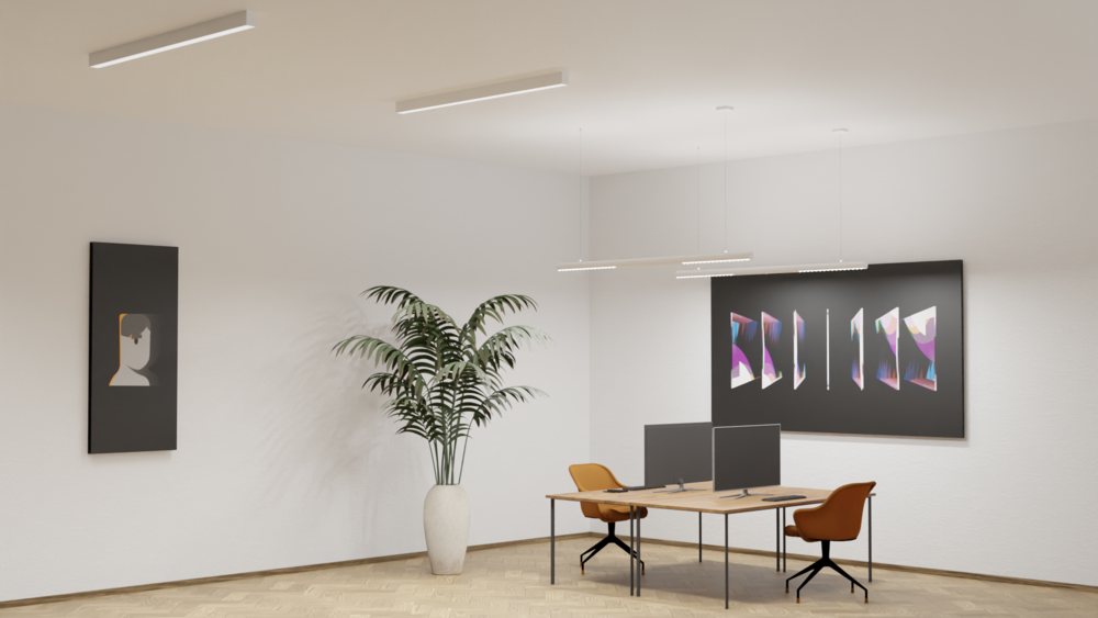 Sistema de iluminación conforme a la normativa y con un incremento de 1 nivel en la escala de iluminancia de acuerdo con los modificadores de contexto