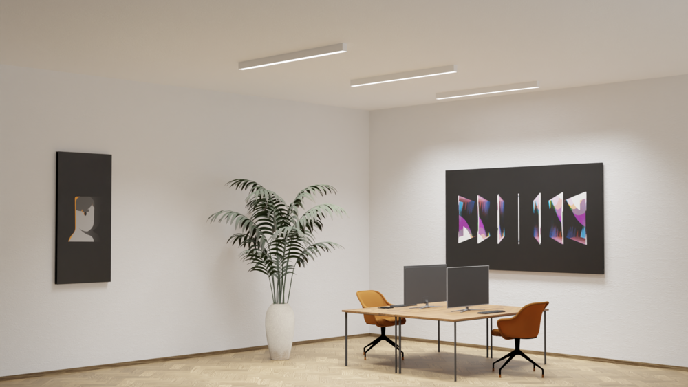 Sistema de iluminación frecuentemente instalado que satisface los requisitos mínimos (según la norma EN 12464-1:2021).