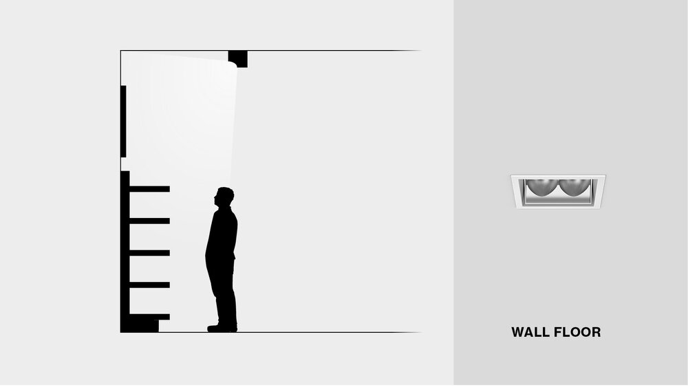  Die beste Lösung für eine Reklamewand im Shop: Der wall floor washer single-side lenkt Licht gezielt von der Decke bis zum Boden. 